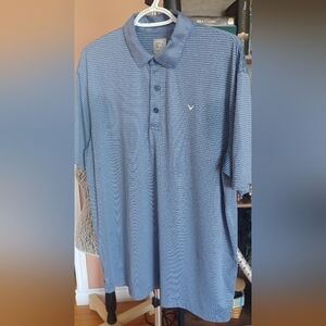 Callaway Men's Large Blue Striped Polo Golf Opti Dry Performance Shirt